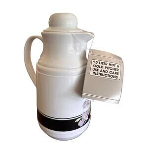 Vintage Phoenix Insulated Thermal Carafe White Floral Server w/Lid Pitcher NEW